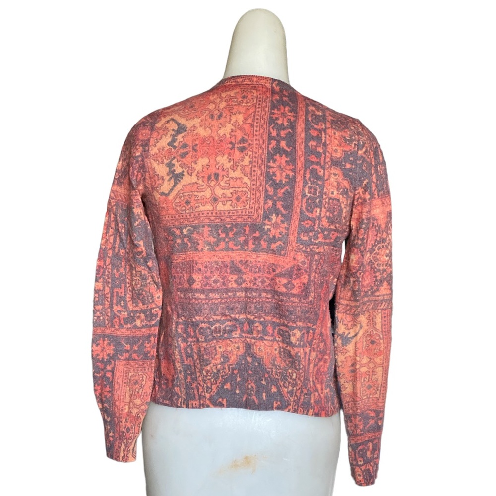 Lucky Brand Coral and Orange Printed Button-Front Cardigan - Picture 4 of 5
